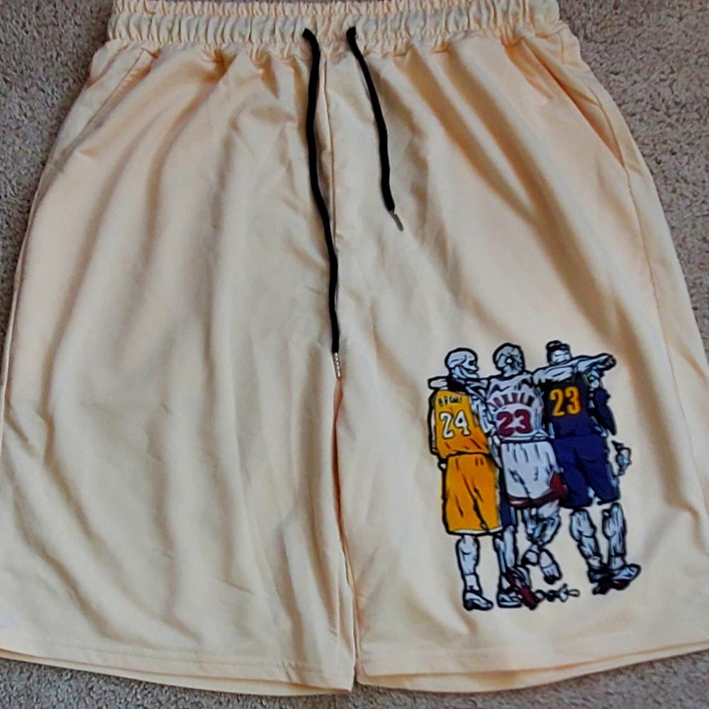 Men's Cream Graphic Shorts